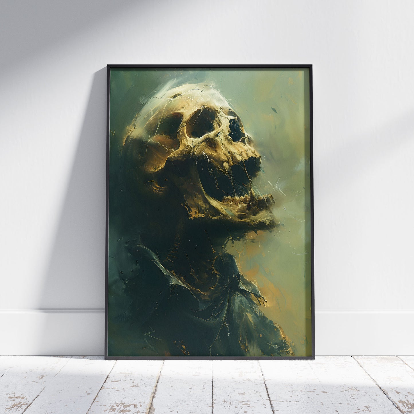 Haunting Screaming Skull Painting - Creepy Eerie Wall Art