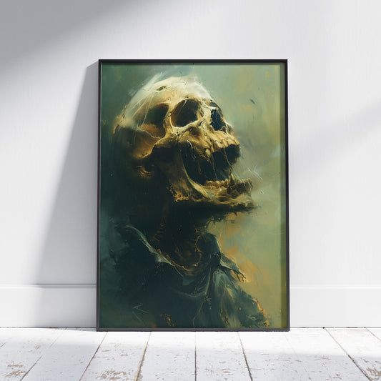 Haunting Screaming Skull Painting - Creepy Eerie Wall Art
