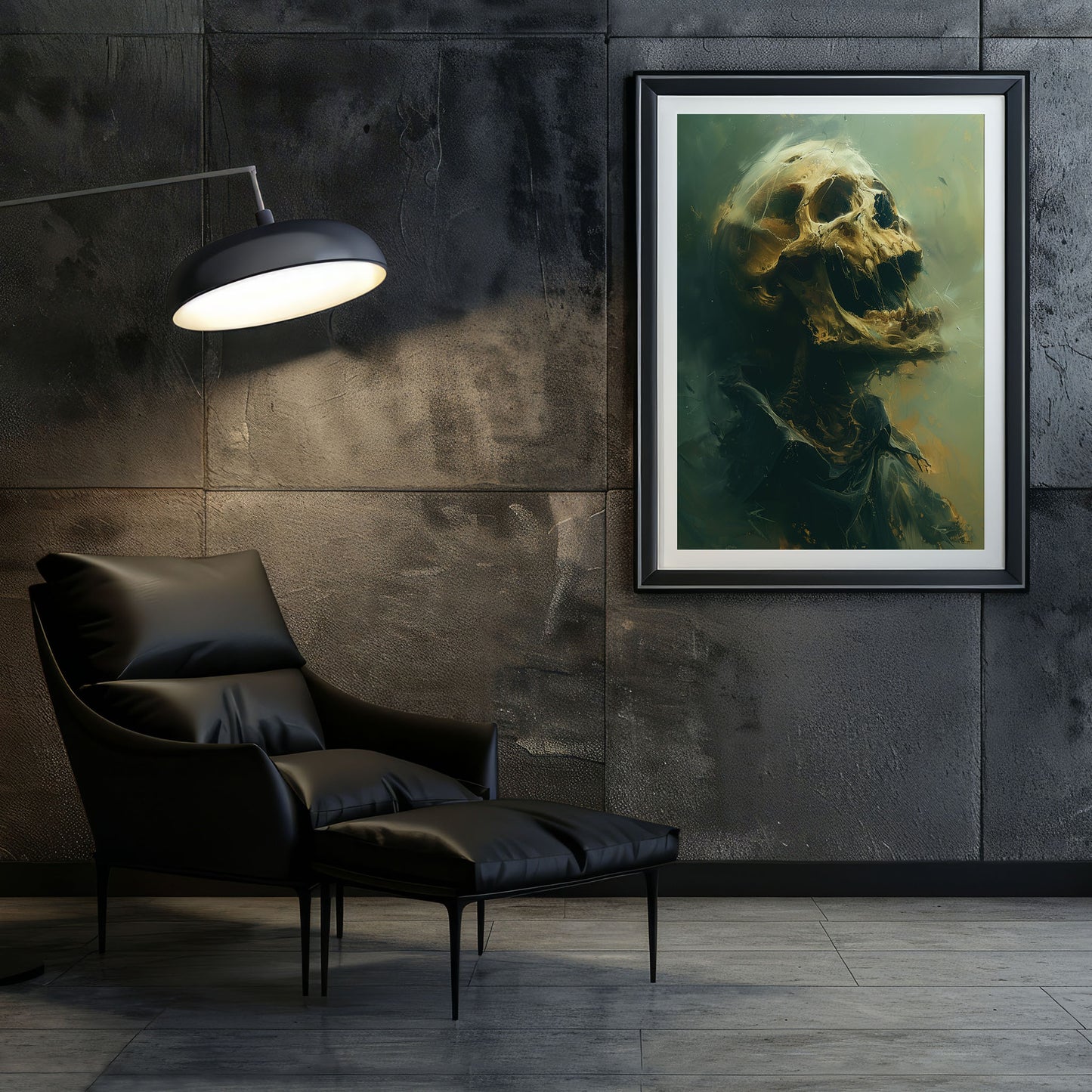 Haunting Screaming Skull Painting - Creepy Eerie Wall Art