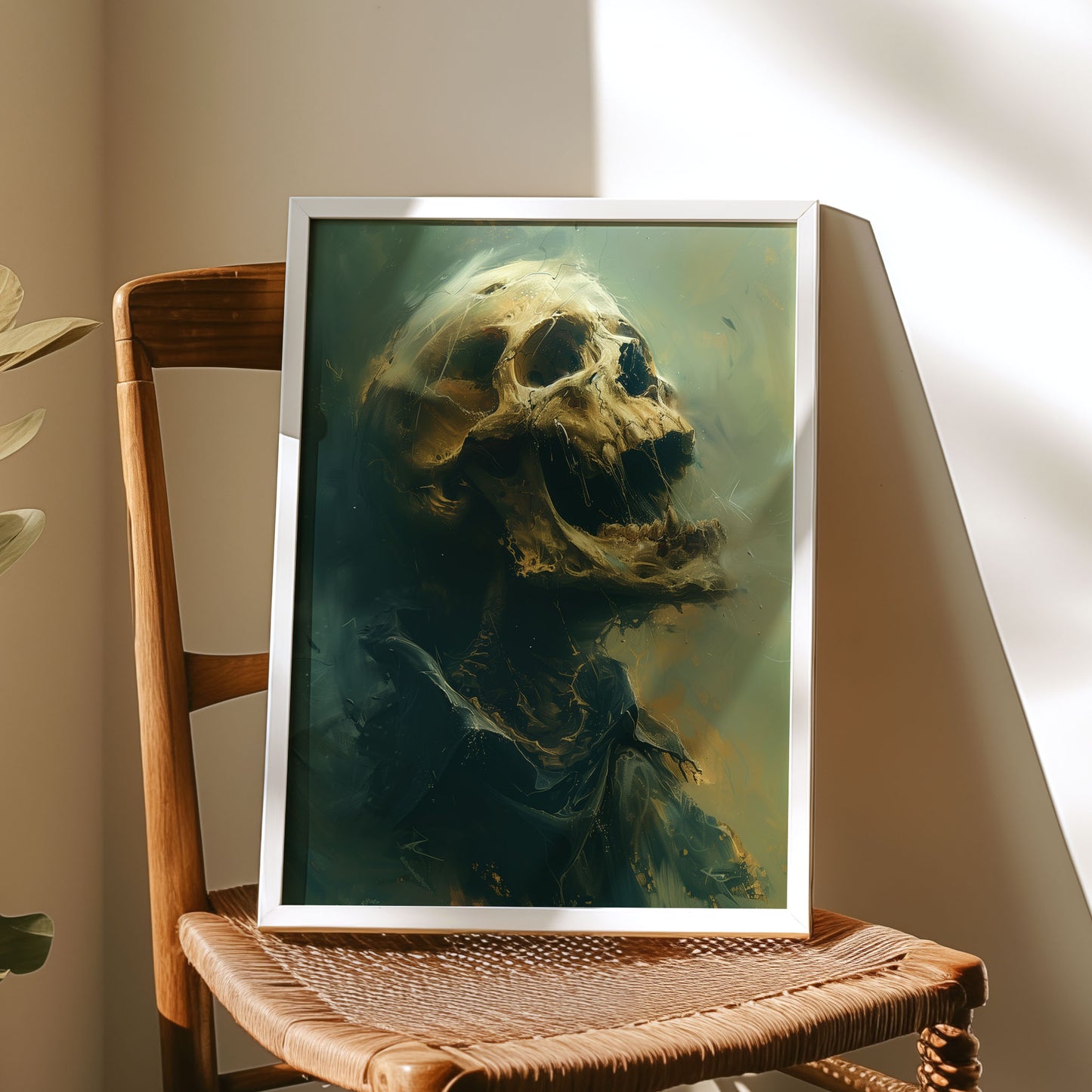 Haunting Screaming Skull Painting - Creepy Eerie Wall Art
