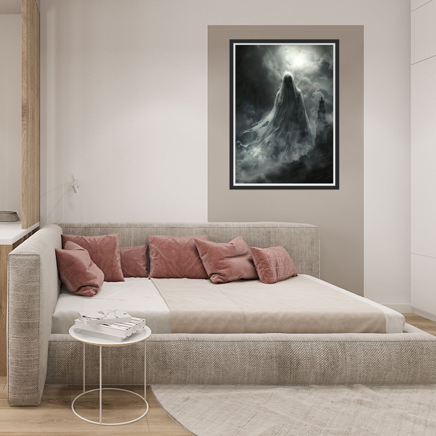 Huge Ghost Rising in Front of Castle - Spooky Gothic Wall Art