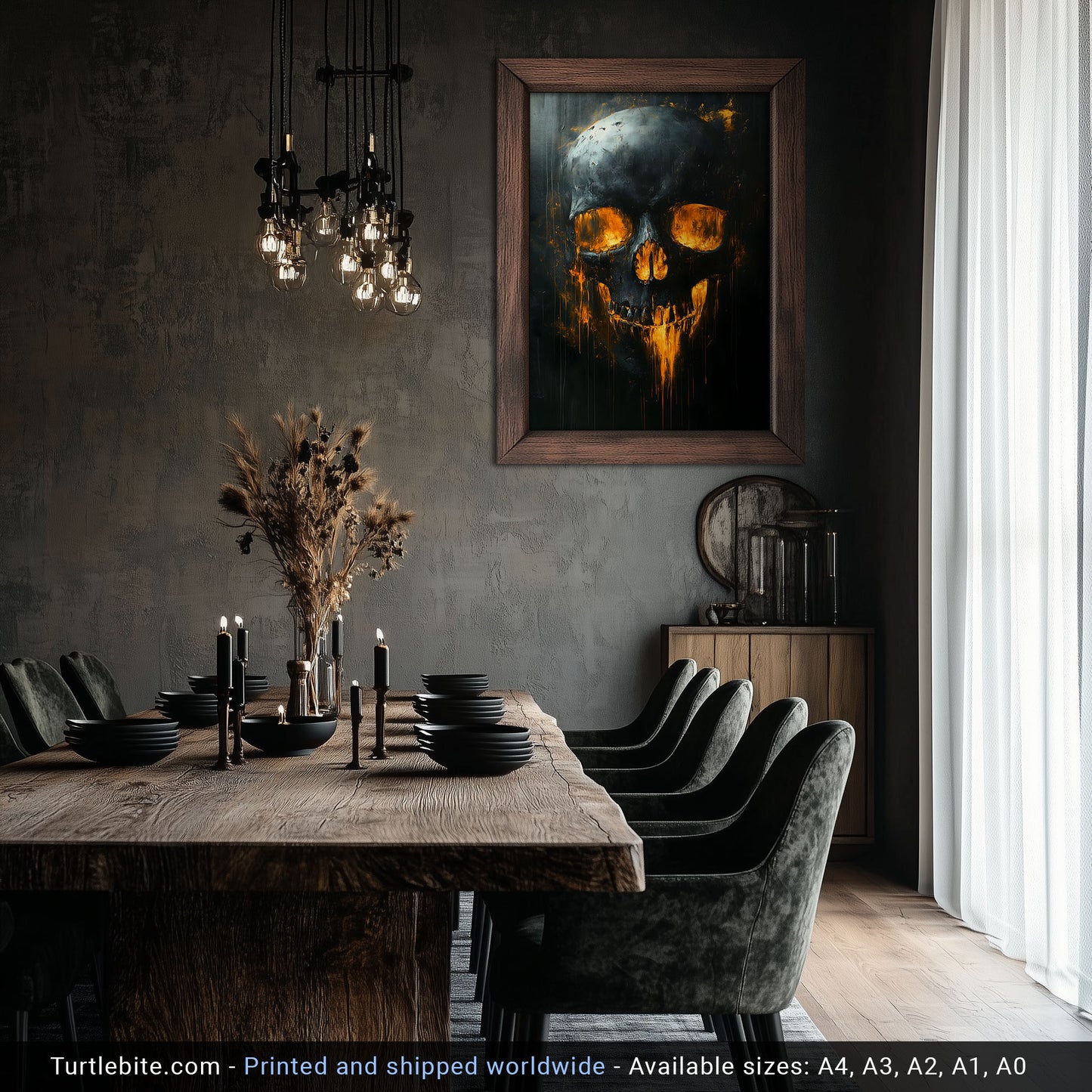 Spooky Glowing Skull Painting Poster | Haunted Art Painting | Creepy Skull Portrait