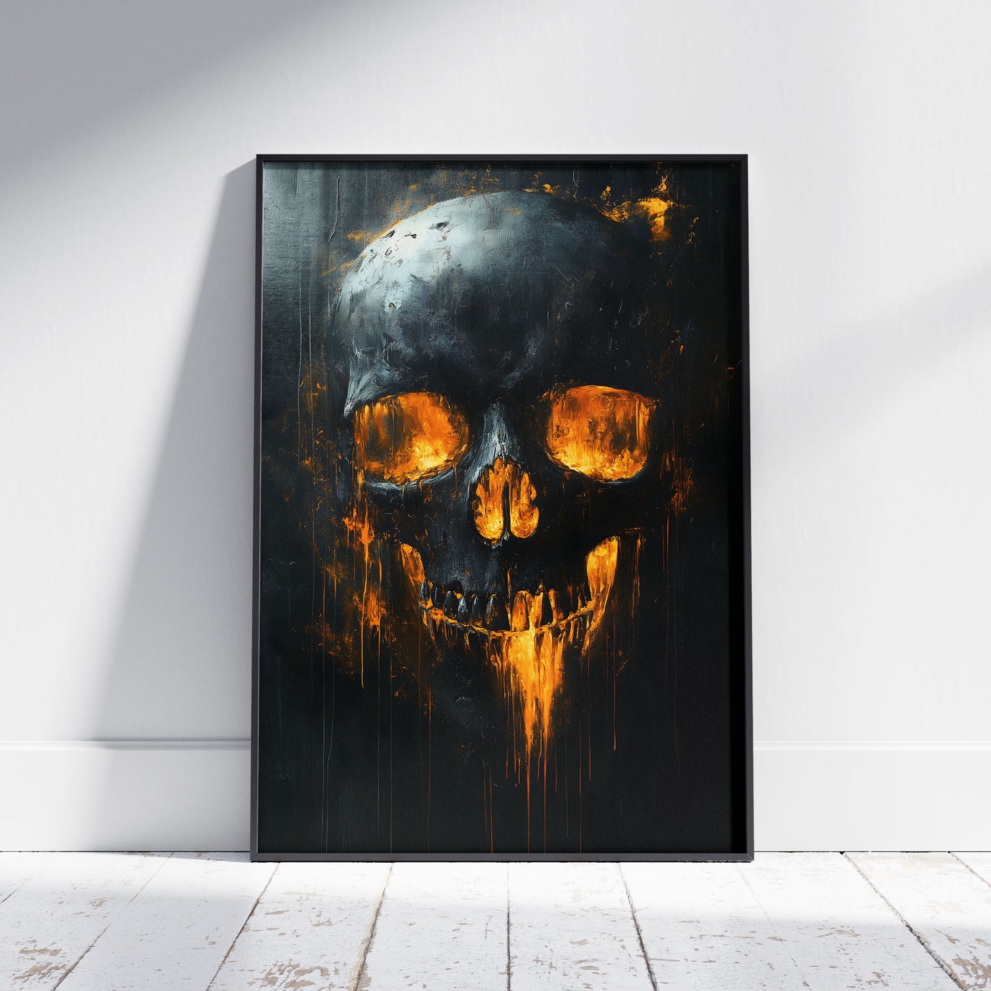 Spooky Glowing Skull Painting Poster | Haunted Art Painting | Creepy Skull Portrait