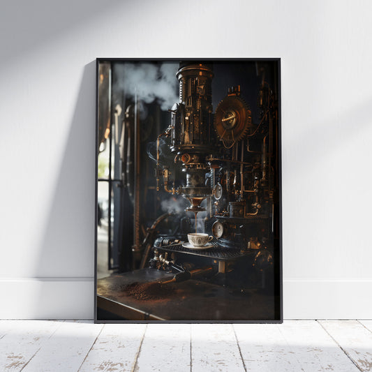 Steampunk Coffee Machine Art Print - Ideal Gift for Barista Nerds