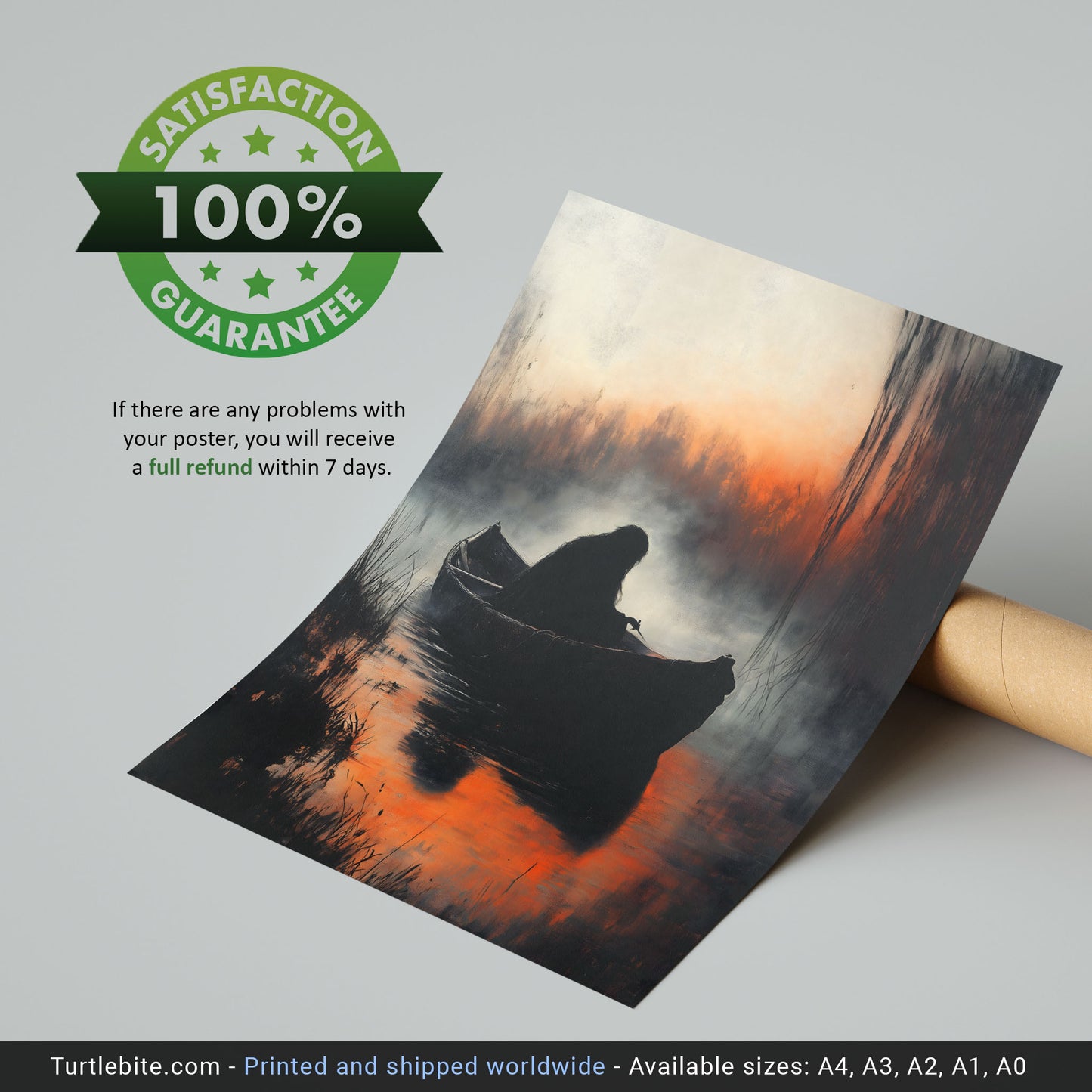 Mystic Demon in a Boat Painting Poster | Witchy Whimsigoth Wall Art Print