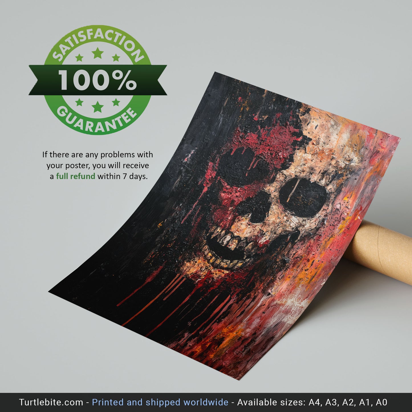 Gritty Skull Oil Painting Poster | Gothic Wall Art Print | Moody Halloween Print | Memento Mori Painting