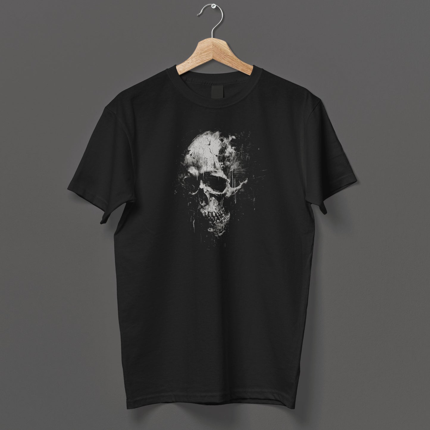 Black and white skull print tee memento mori gothic horror clothing