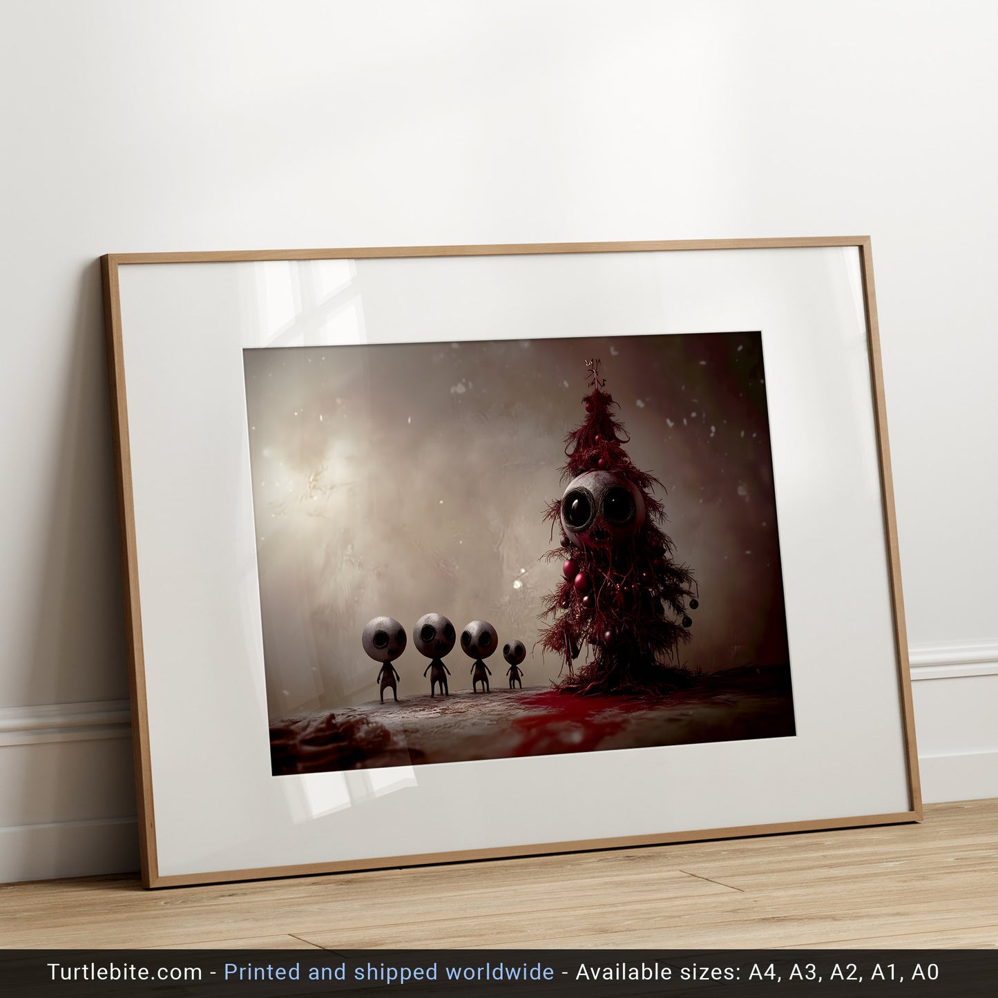 Merry Christmas Tree Baubles Poster Print - Spooky Christmas Gifts for Dark Holiday Decor Print
