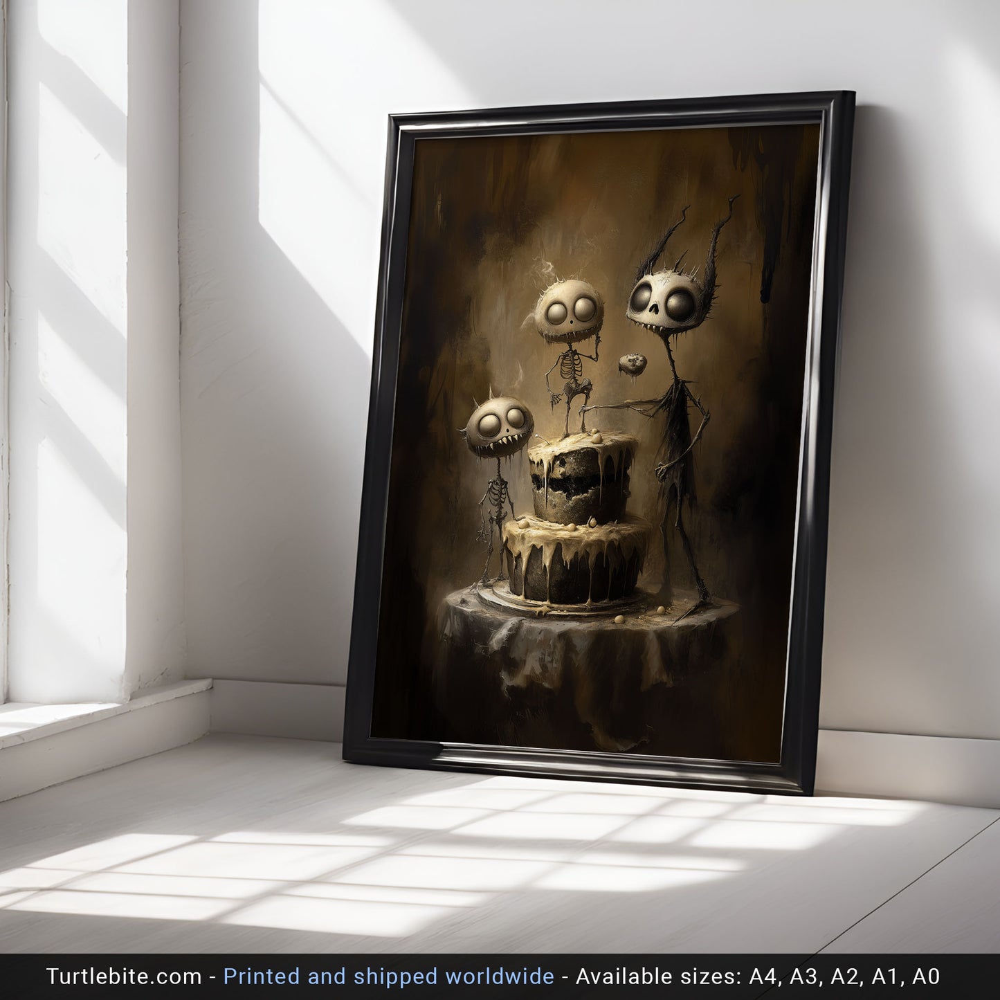 Monster's Cake Dark Wall Art Print – Creepy Cute Gothic Poster for Whimsical Decor