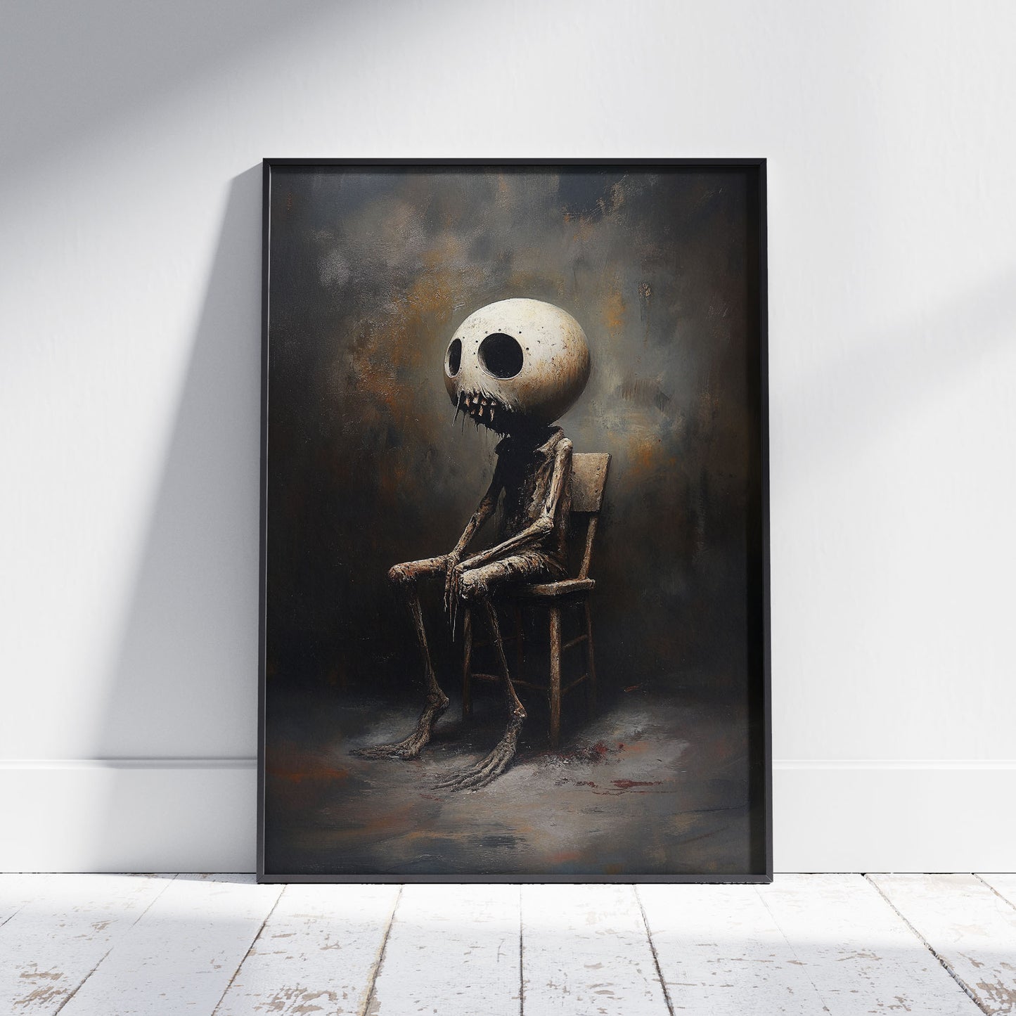 Moody Silent Waiting Painting Poster - Dark Aesthetic Wall Art
