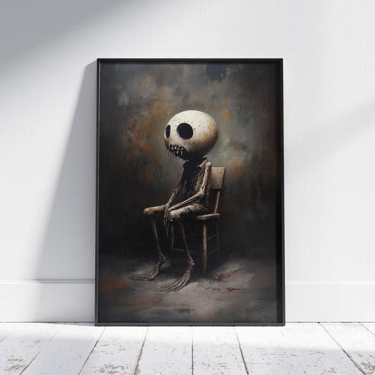 Moody Silent Waiting Painting Poster - Dark Aesthetic Wall Art