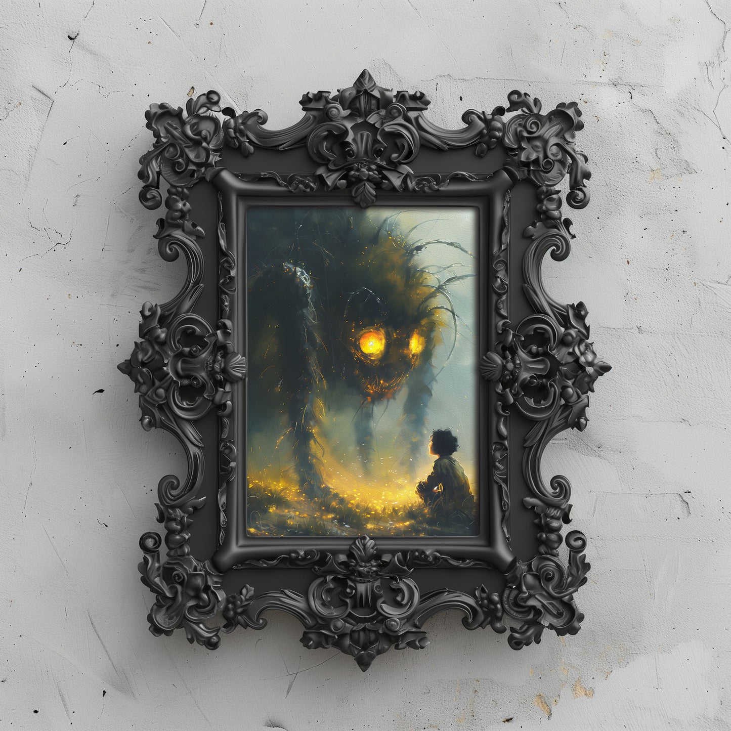 Poster Wall Art featuring a Boy and a Huge Spider
