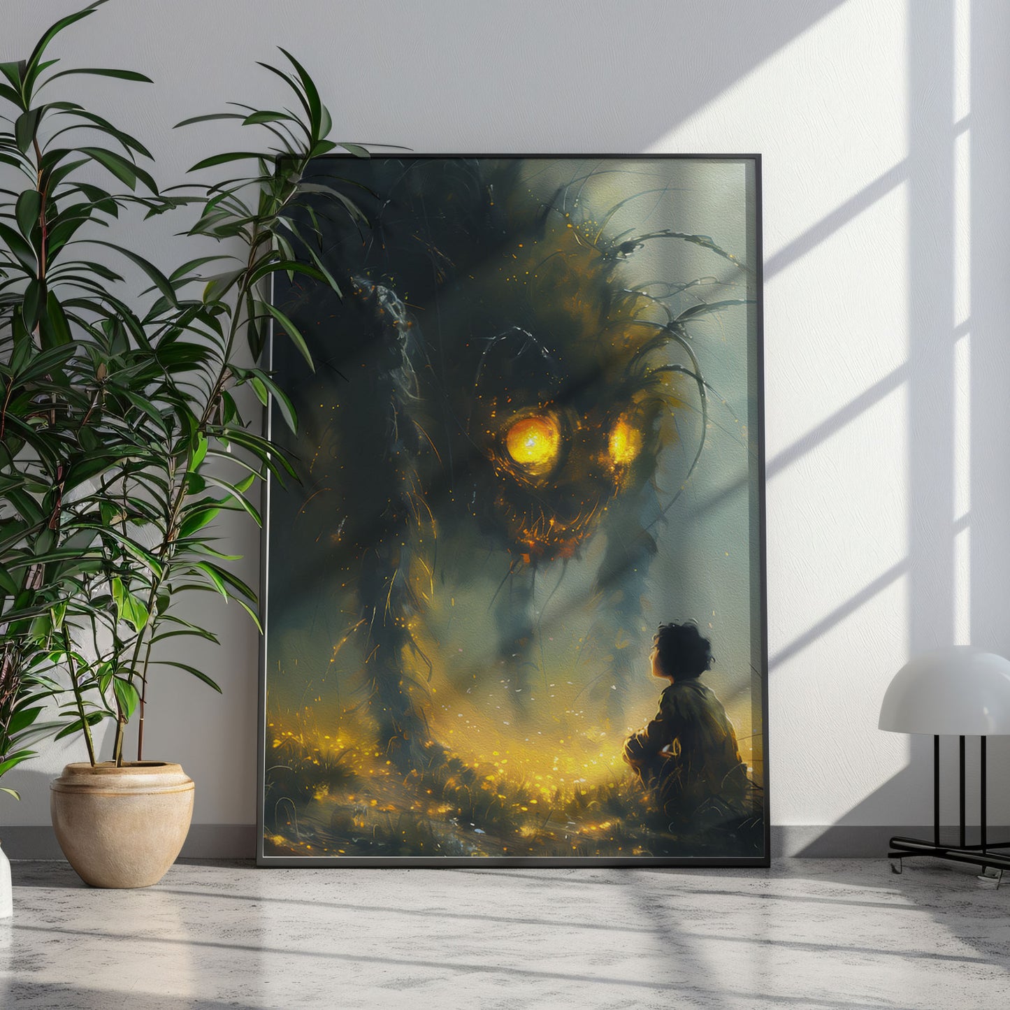 Poster Wall Art featuring a Boy and a Huge Spider