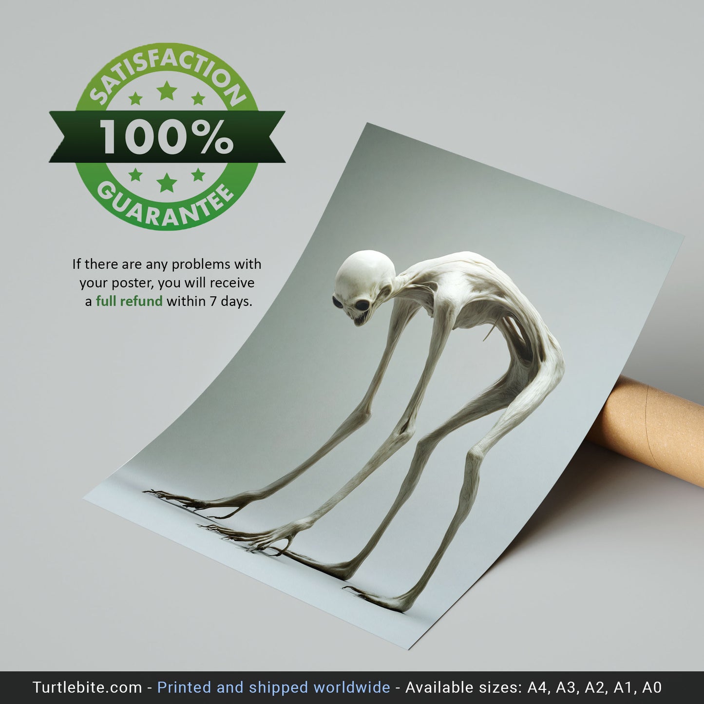 Pale Moody Hunched Creature Poster Print - Gothic Wall Art