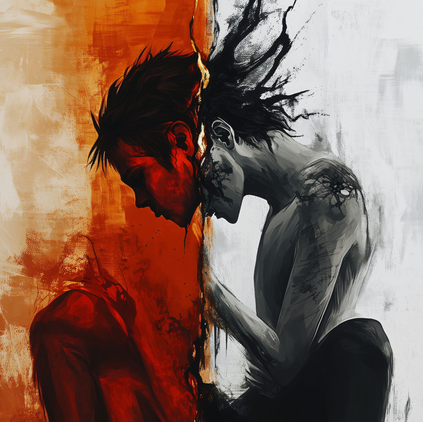 Schizophrenia Wall Art Painting, Basement Poster Print, Dark Aesthetic Oil Painting Poster