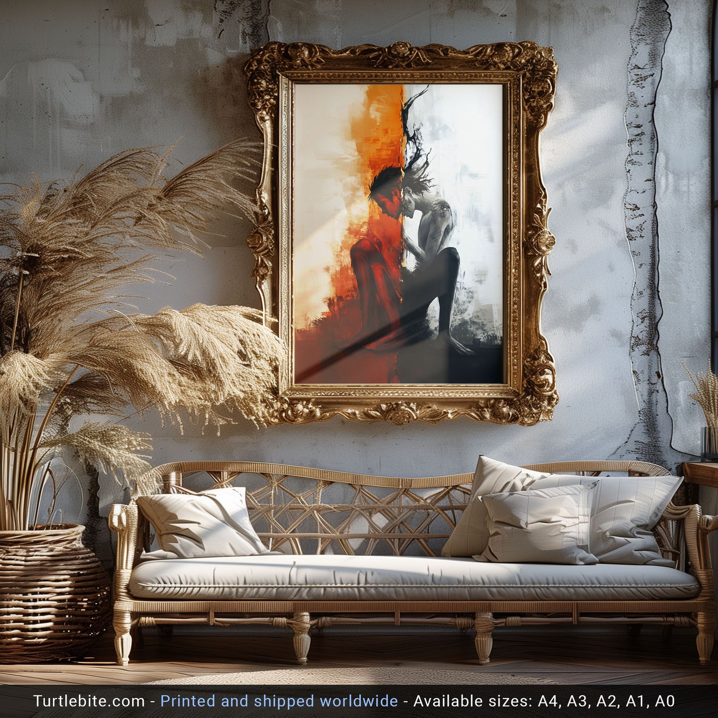 Schizophrenia Wall Art Painting, Basement Poster Print, Dark Aesthetic Oil Painting Poster