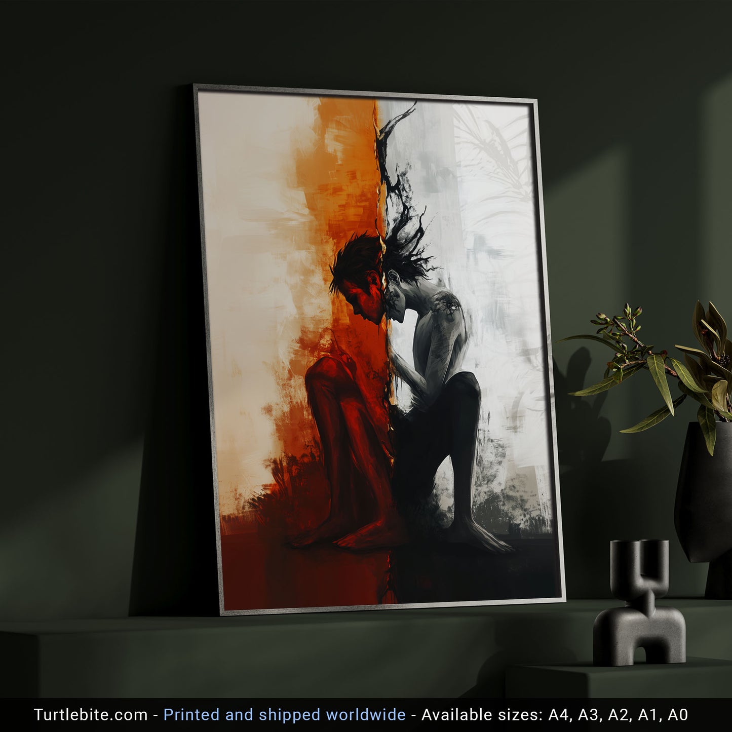 Schizophrenia Wall Art Painting, Basement Poster Print, Dark Aesthetic Oil Painting Poster