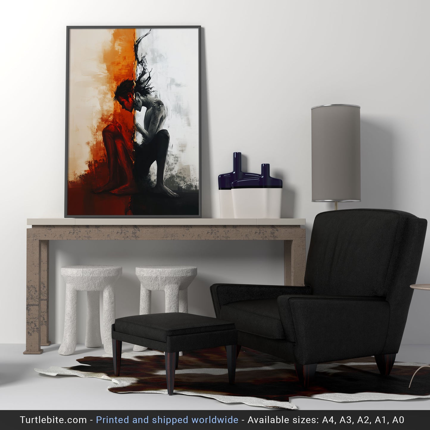 Schizophrenia Wall Art Painting, Basement Poster Print, Dark Aesthetic Oil Painting Poster
