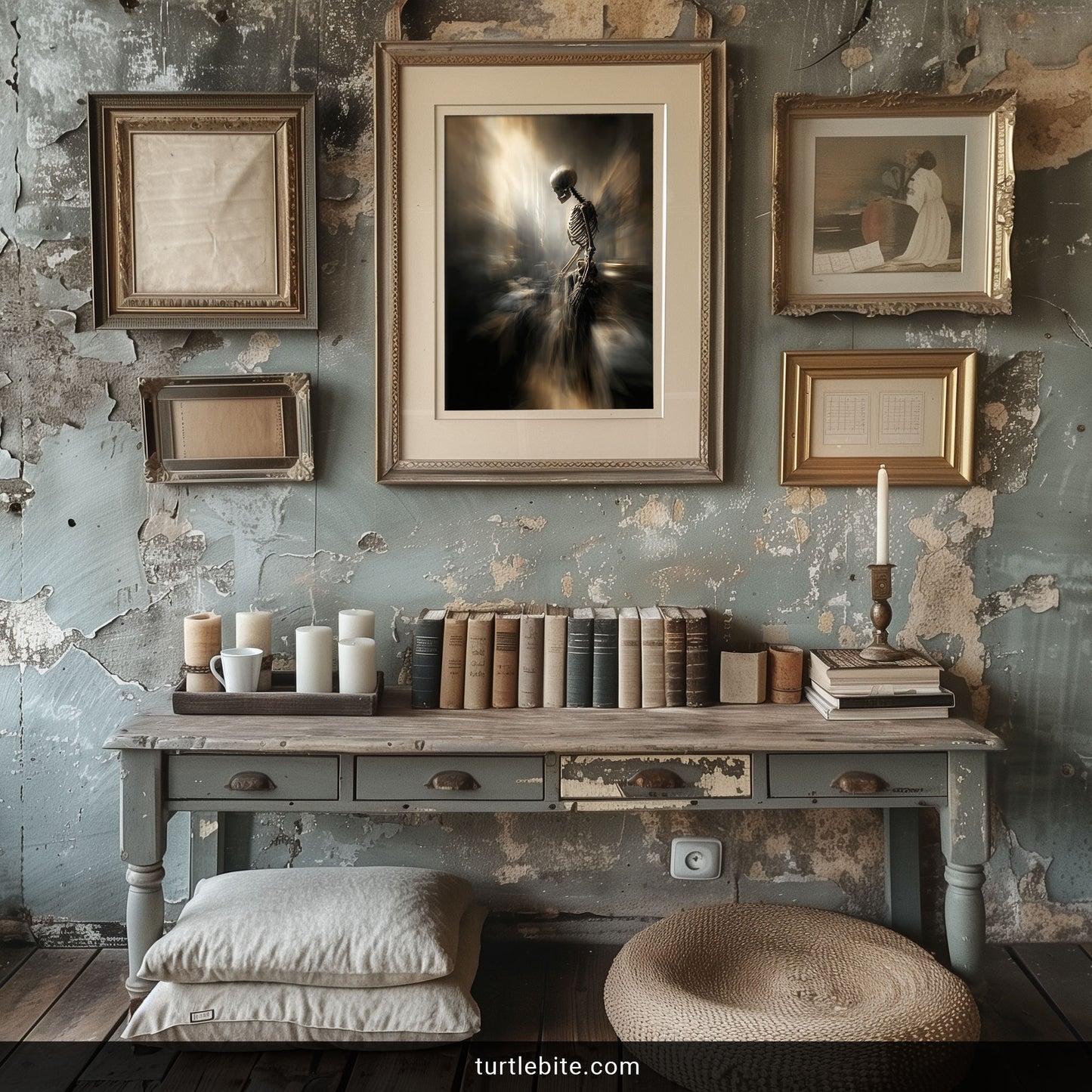 Skeleton Wall Art, Gothic Dark Macabre Poster Print