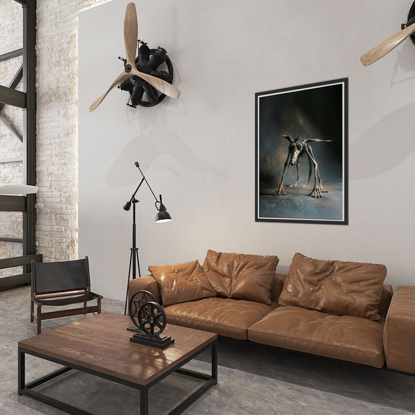 Creepy Cute Skinny Dog Photo Studio Art: Dark Scary Poster