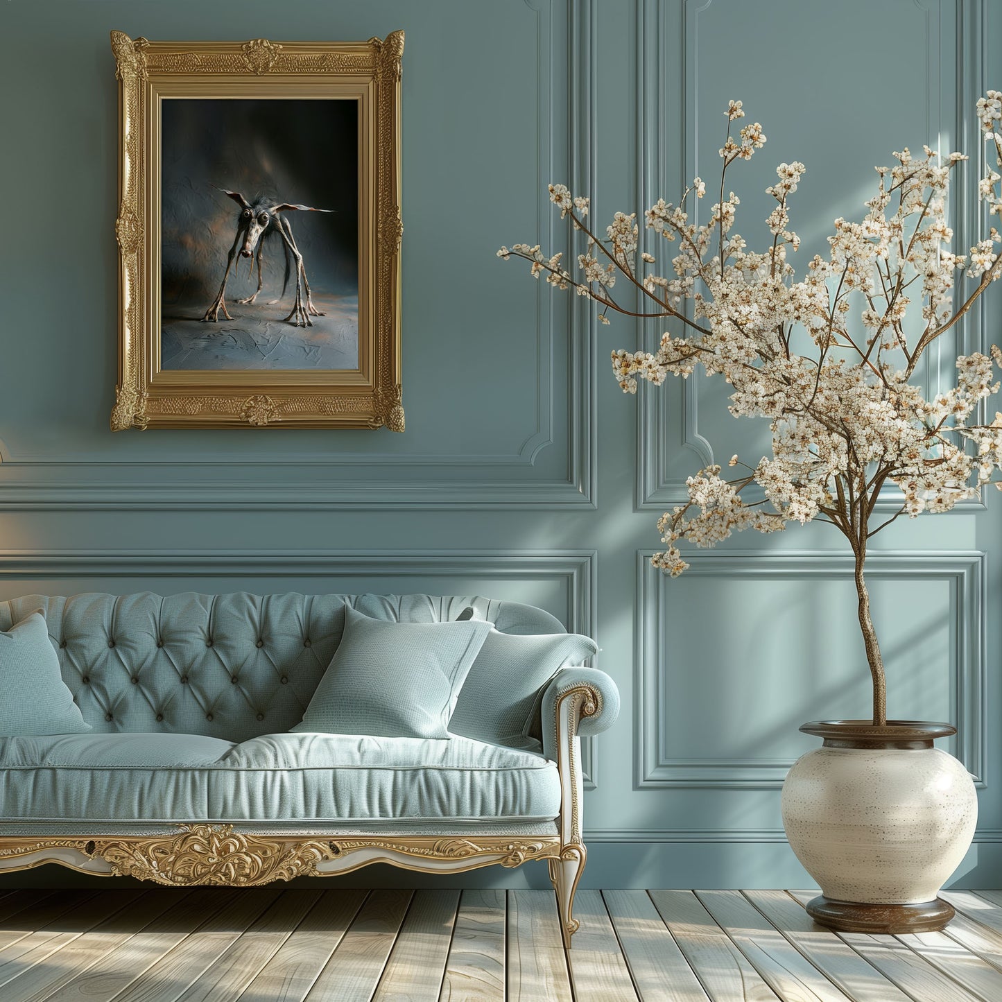 Creepy Cute Skinny Dog Photo Studio Art: Dark Scary Poster