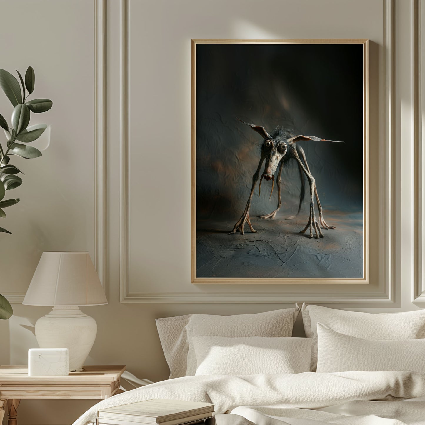 Creepy Cute Skinny Dog Photo Studio Art: Dark Scary Poster