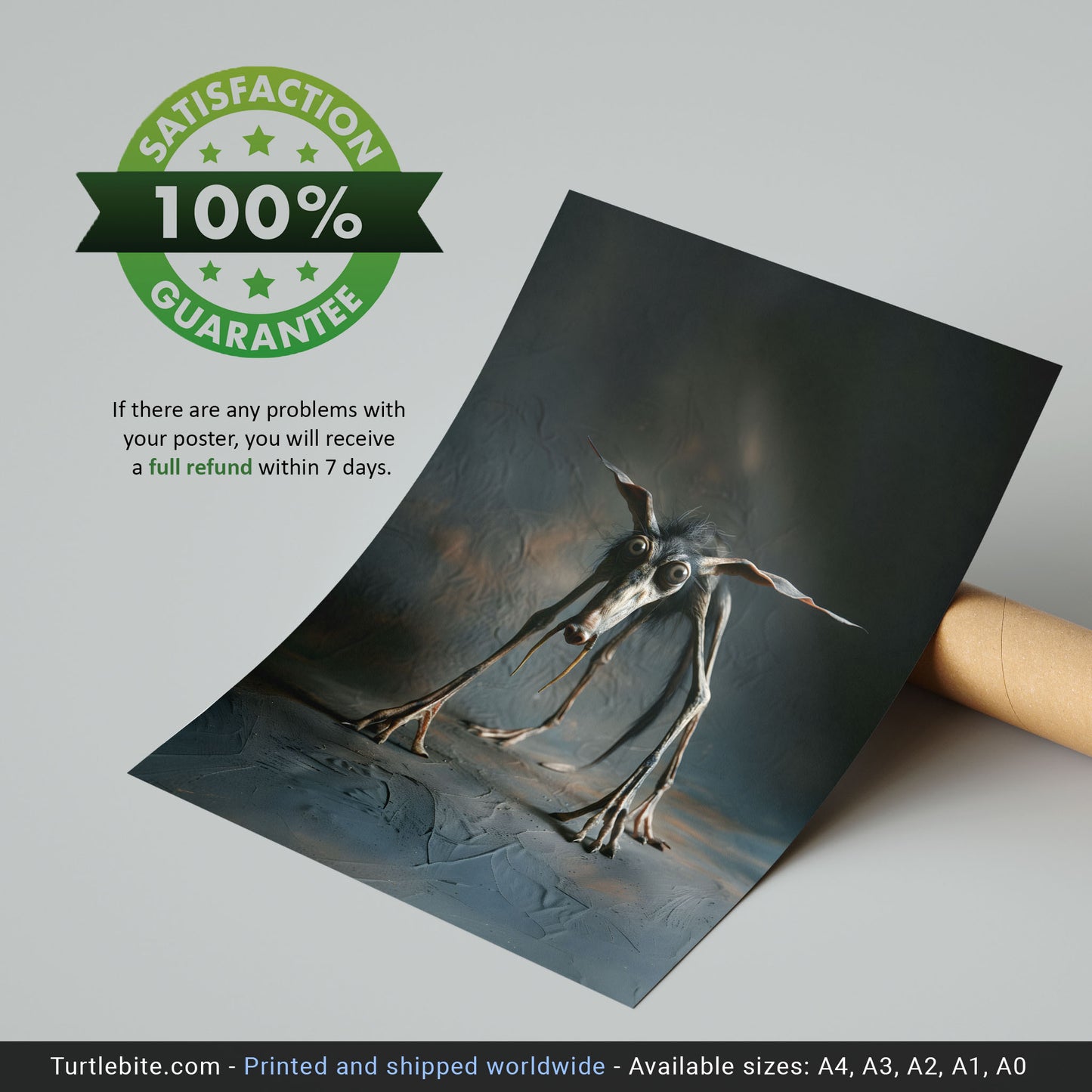Creepy Cute Skinny Dog Photo Studio Art: Dark Scary Poster