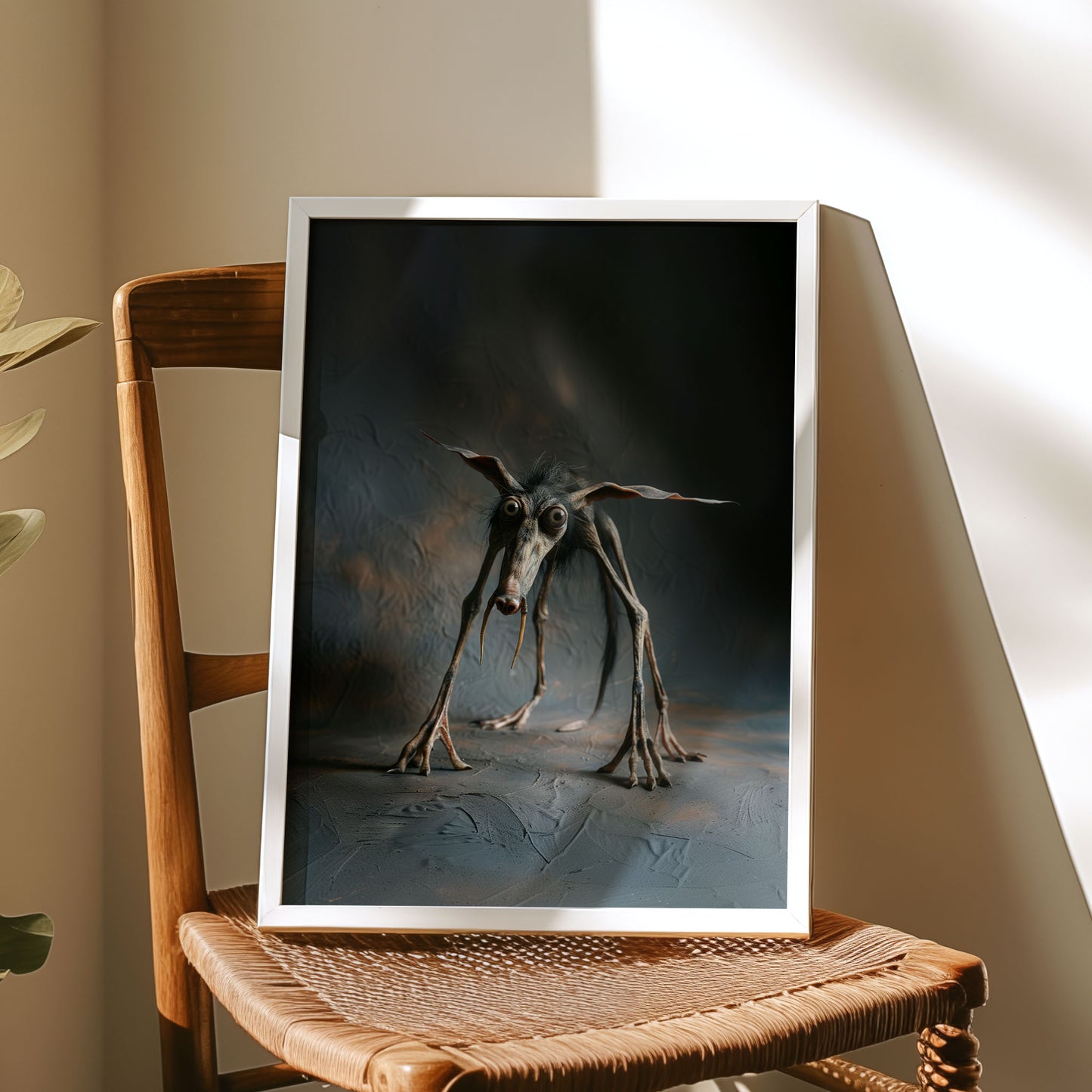 Creepy Cute Skinny Dog Photo Studio Art: Dark Scary Poster