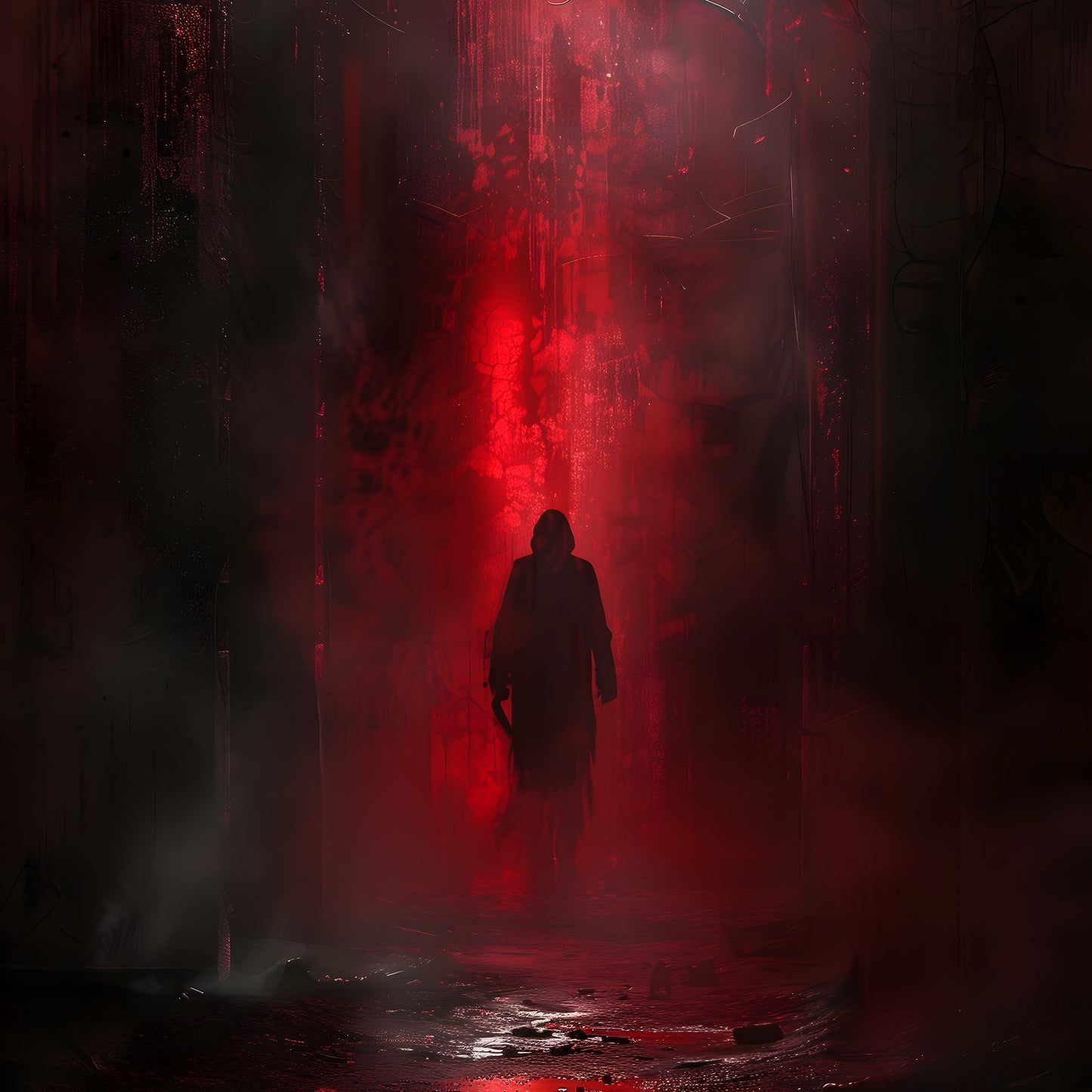 Gothic Epic Poster - Mystical Creepy Wall Art - Dark Red Hue - Cinematic Print