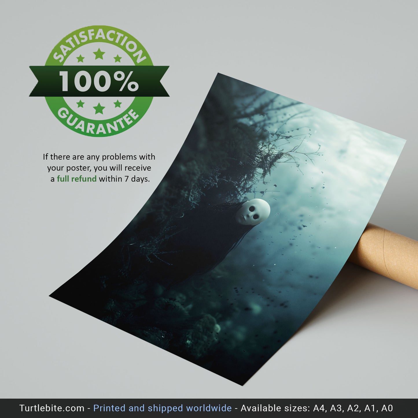 Spooky Gothic Staring Ghost Underwater Poster