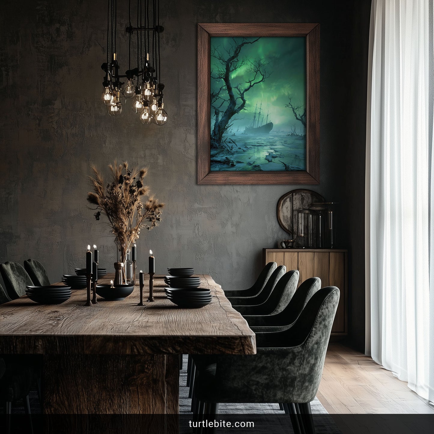 Viking Ship Art Print | Dark Fantasy Nordic Wall Decor