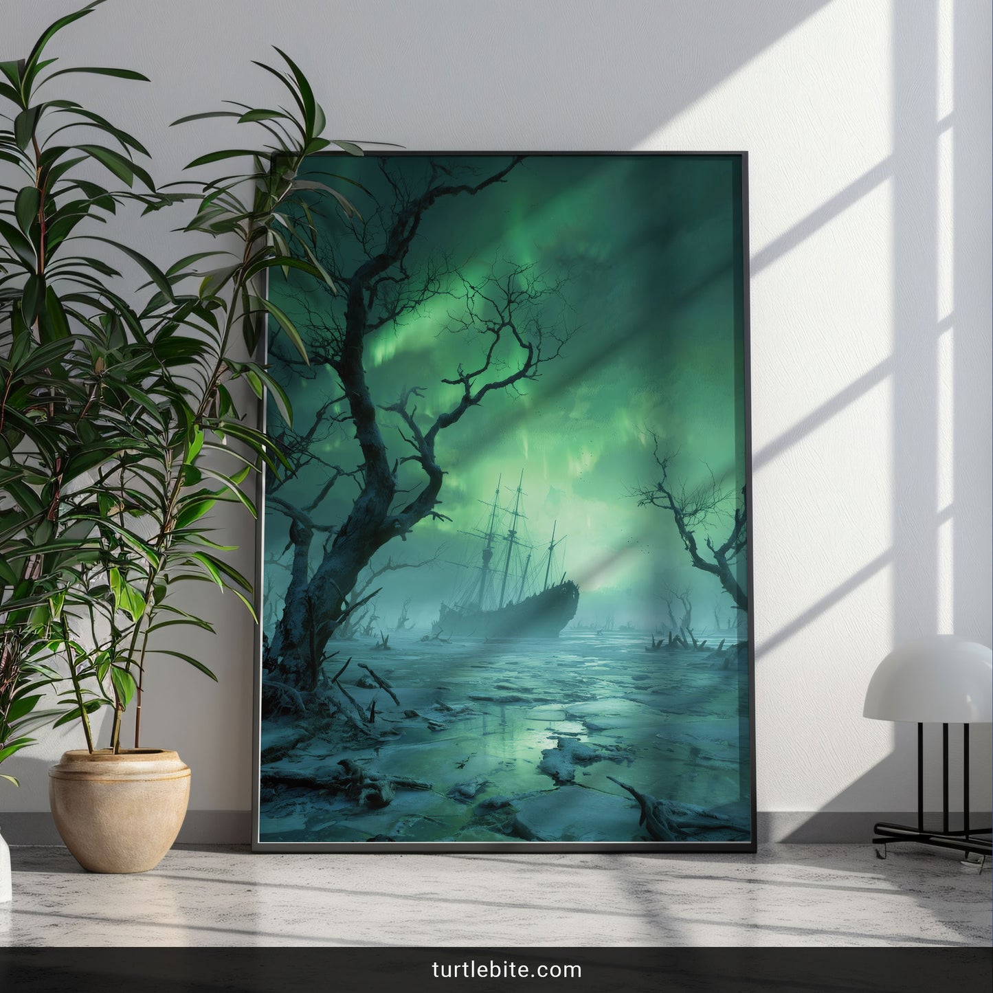 Viking Ship Art Print | Dark Fantasy Nordic Wall Decor