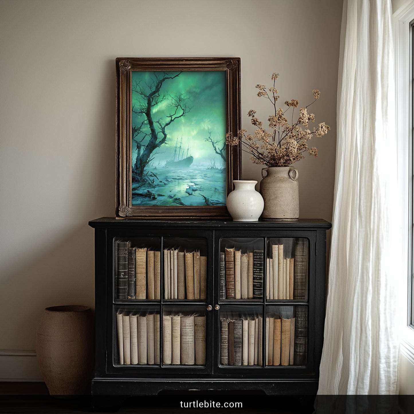 Viking Ship Art Print | Dark Fantasy Nordic Wall Decor