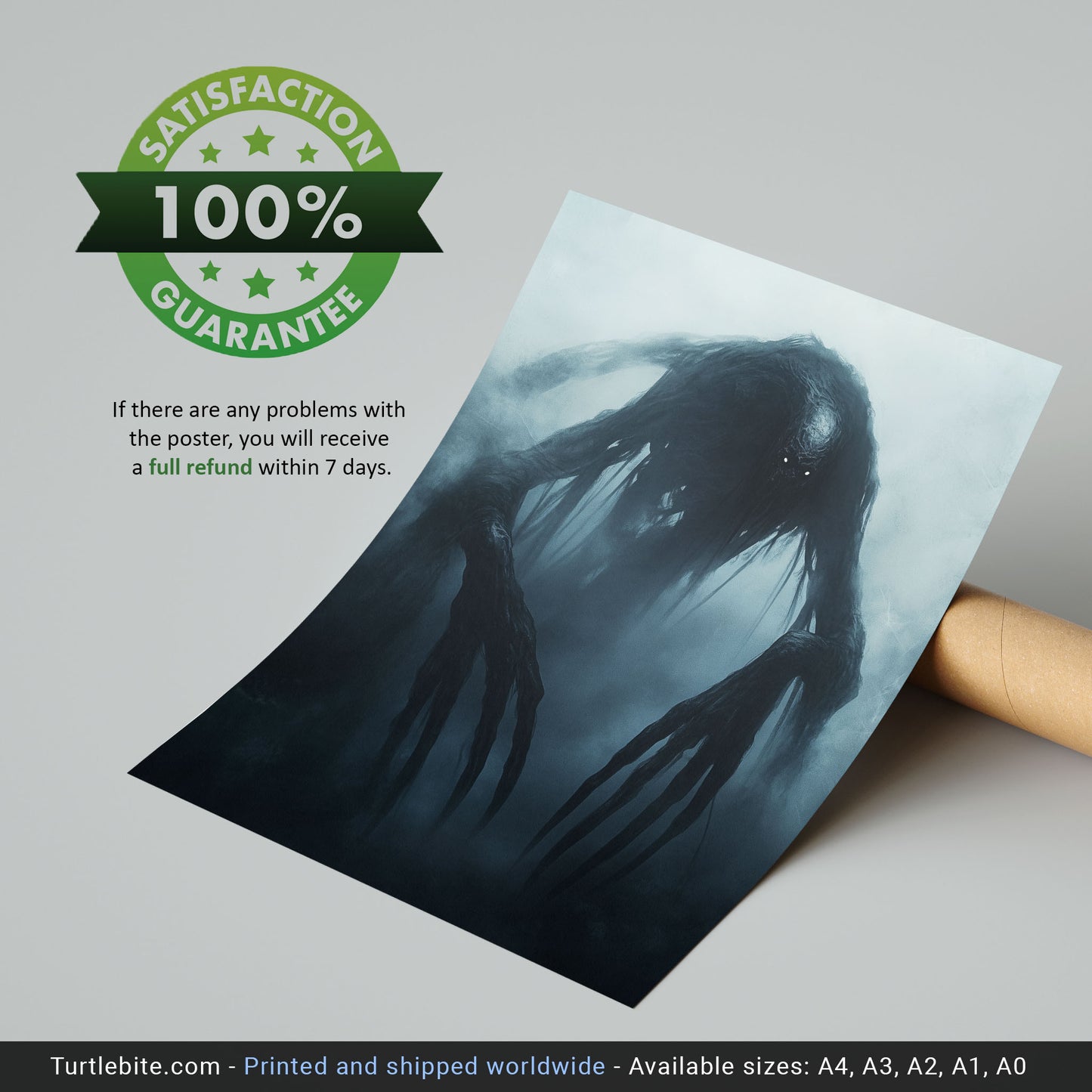 Black Uncanny Monster Poster, Goth Wall Art, Witchy Spooky Vibes Print