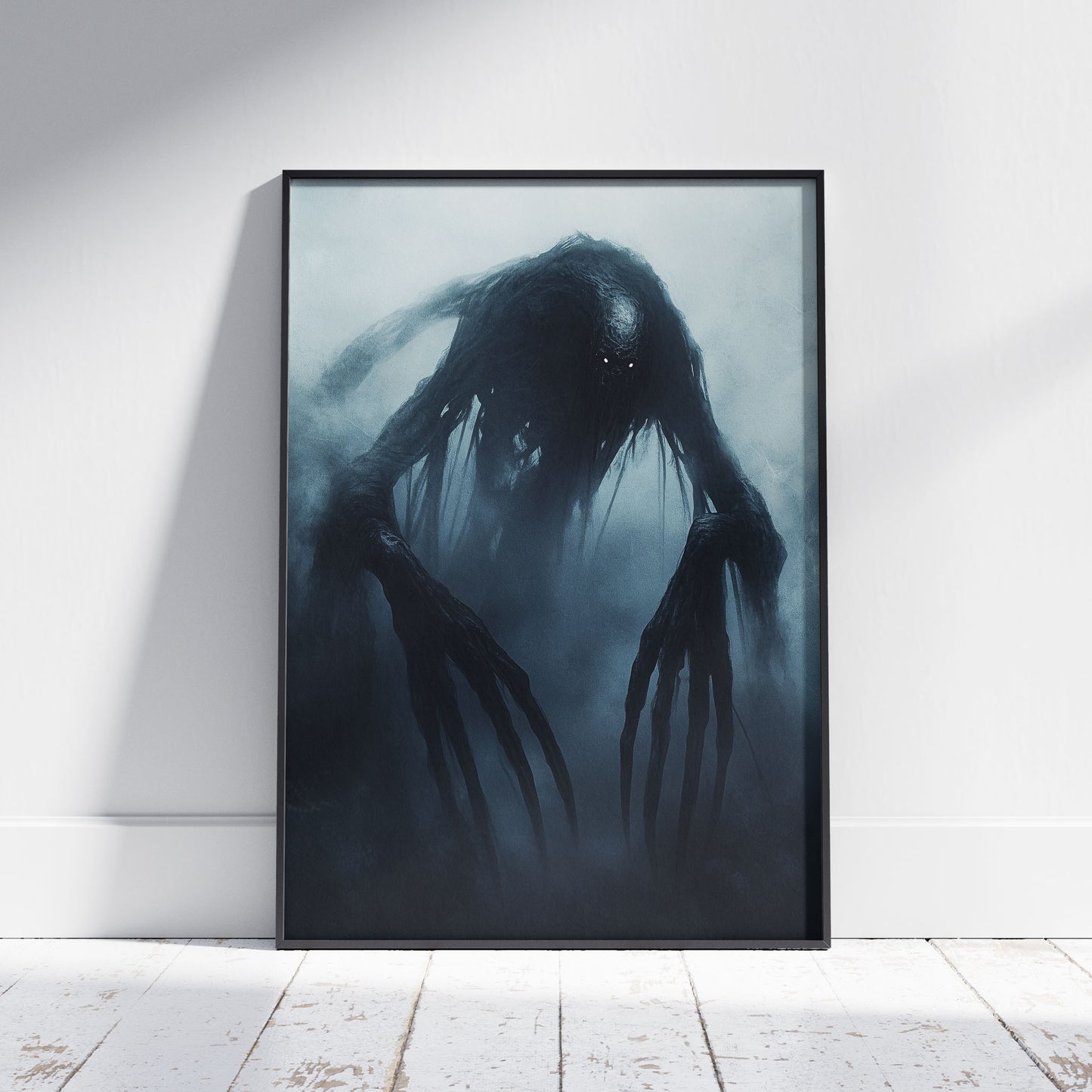 Black Uncanny Monster Poster, Goth Wall Art, Witchy Spooky Vibes Print
