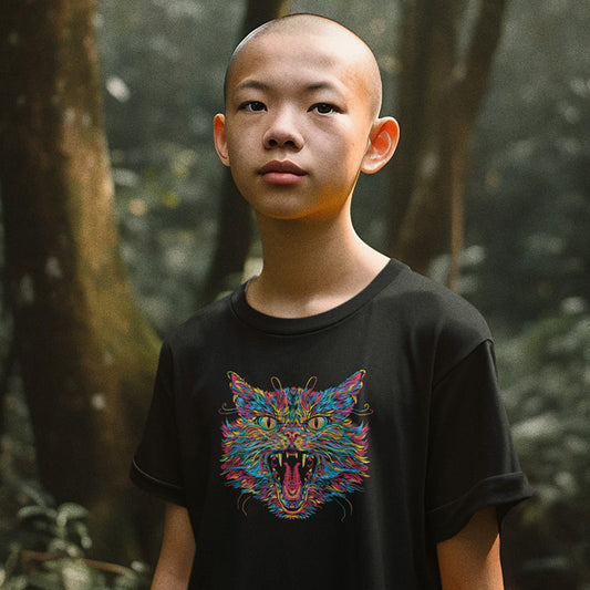 Psychedelic Dreamcore Cat Face T-Shirt