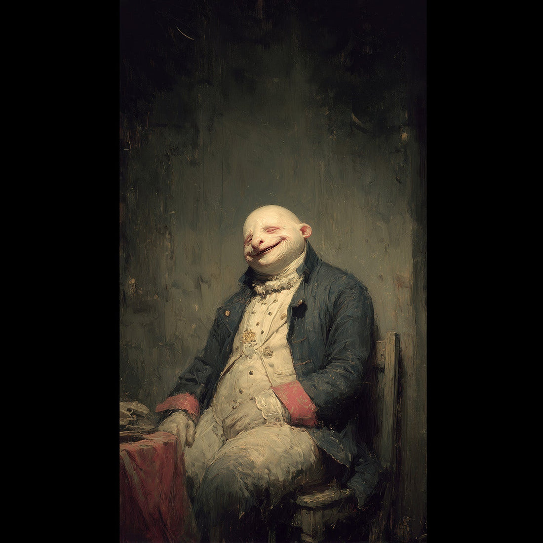 Free baroque grotesque portrait phone wallpaper, gothic dark art of a melting 18th century nobleman