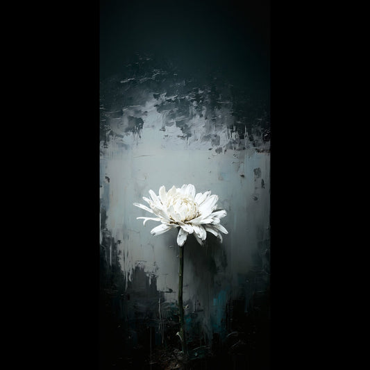 Free moody white flower phone wallpaper, dark floral art background
