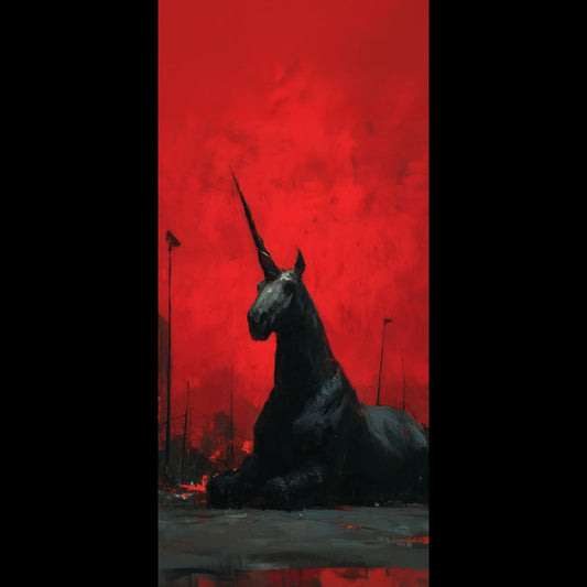 Free black unicorn phone wallpaper, dark apocalyptic gothic art background