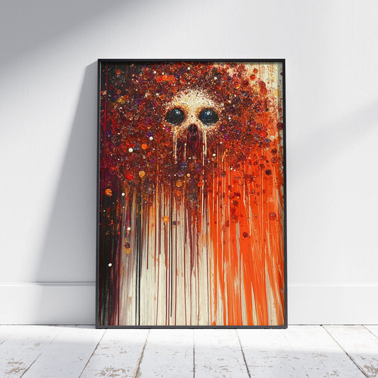 Dazzling Skull Art Print - Vibrant Splatter Oil Painting Poster - Colorful Sparkling Fine Art Print