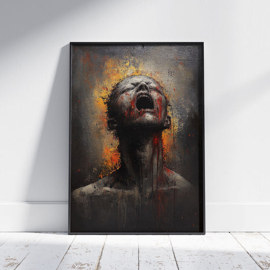 Dark Gritty Horror Art Print | Silent Scream Oil Painting | Creepy Poster