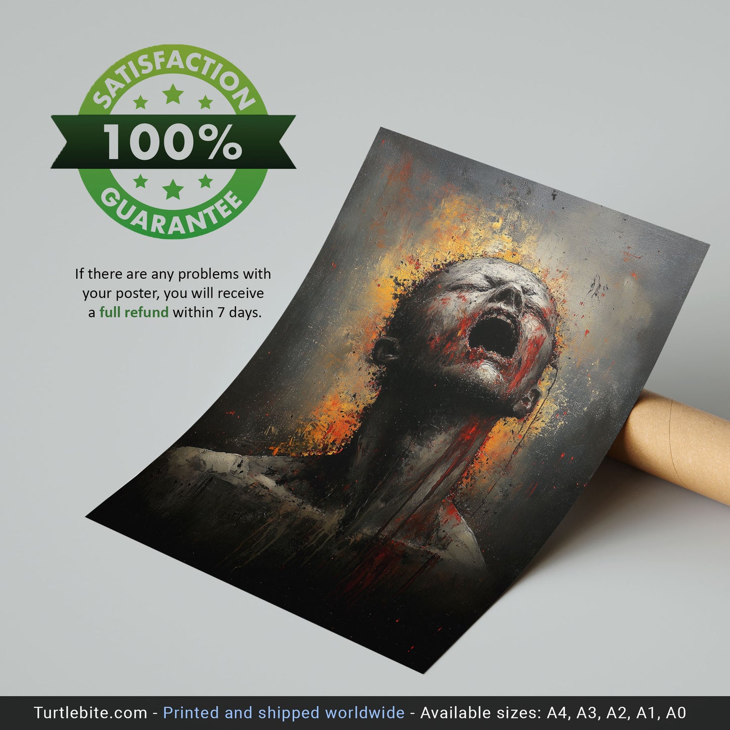 Dark Gritty Horror Art Print | Silent Scream Oil Painting | Creepy Poster