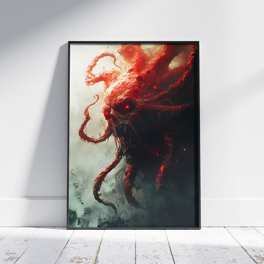 Tentacle Creature Poster - Dark Terrifying Art - Creepy Gorecore Print