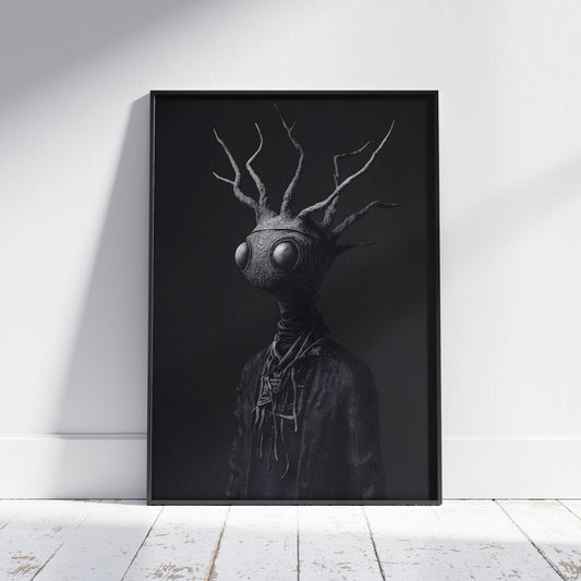 Moody Monochrome Tree Man Print - Gothic Wall Art for Eclectic Home Decor - Haunting Fine Art for Modern Spaces