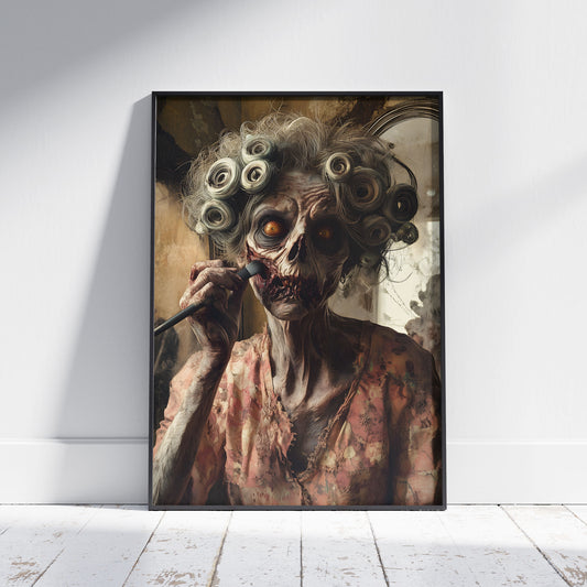 Zombie Woman Make Up Poster, Dark Spooky Wall Art, Witchy Whimsigoth Prints