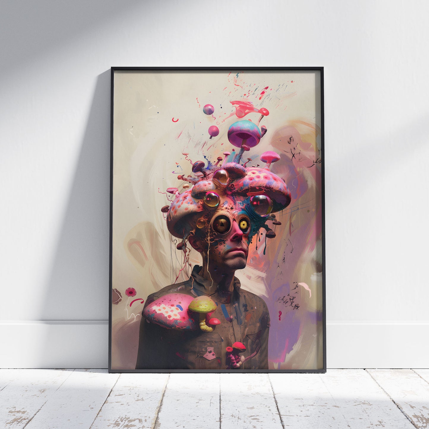 Weirdcore Mushroom Head Poster - Wall Art for Psychedelic Vibes