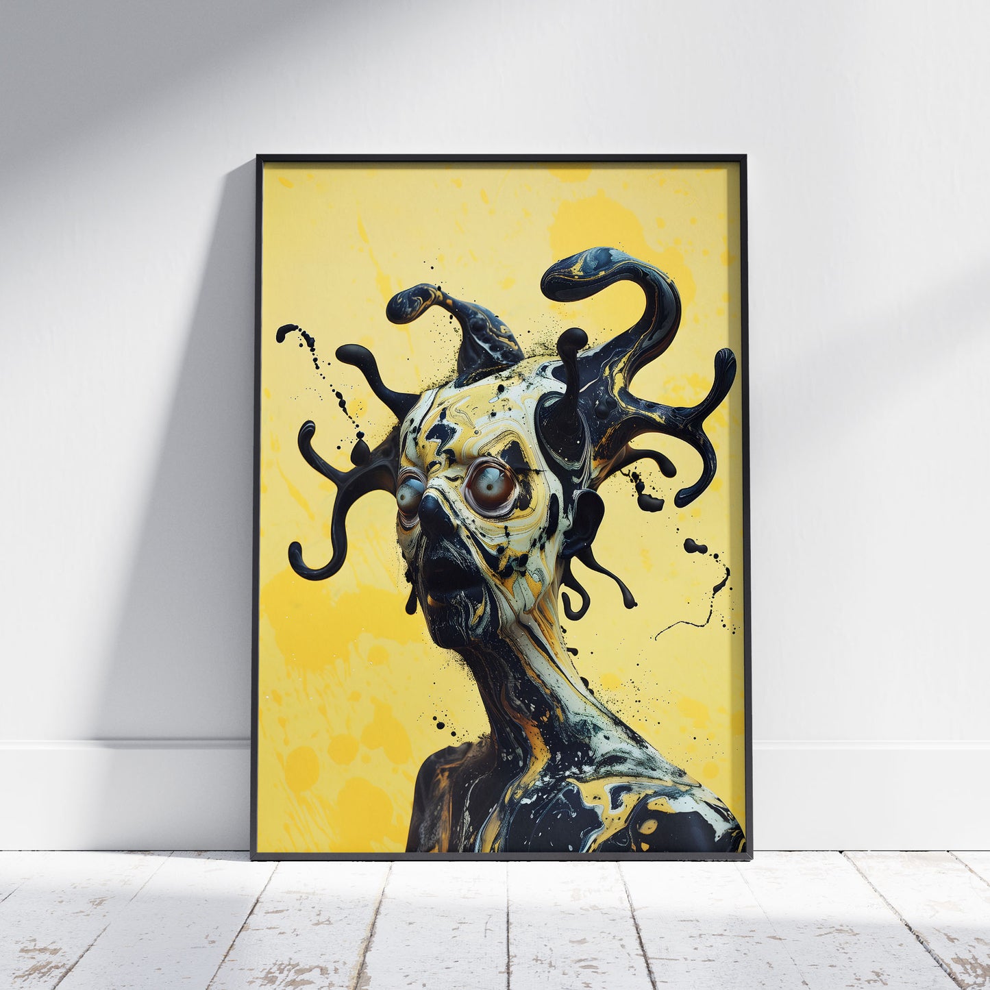 Vibrant Yellow Slobber Head Weirdcore Wall Art - Psychedelic Poster