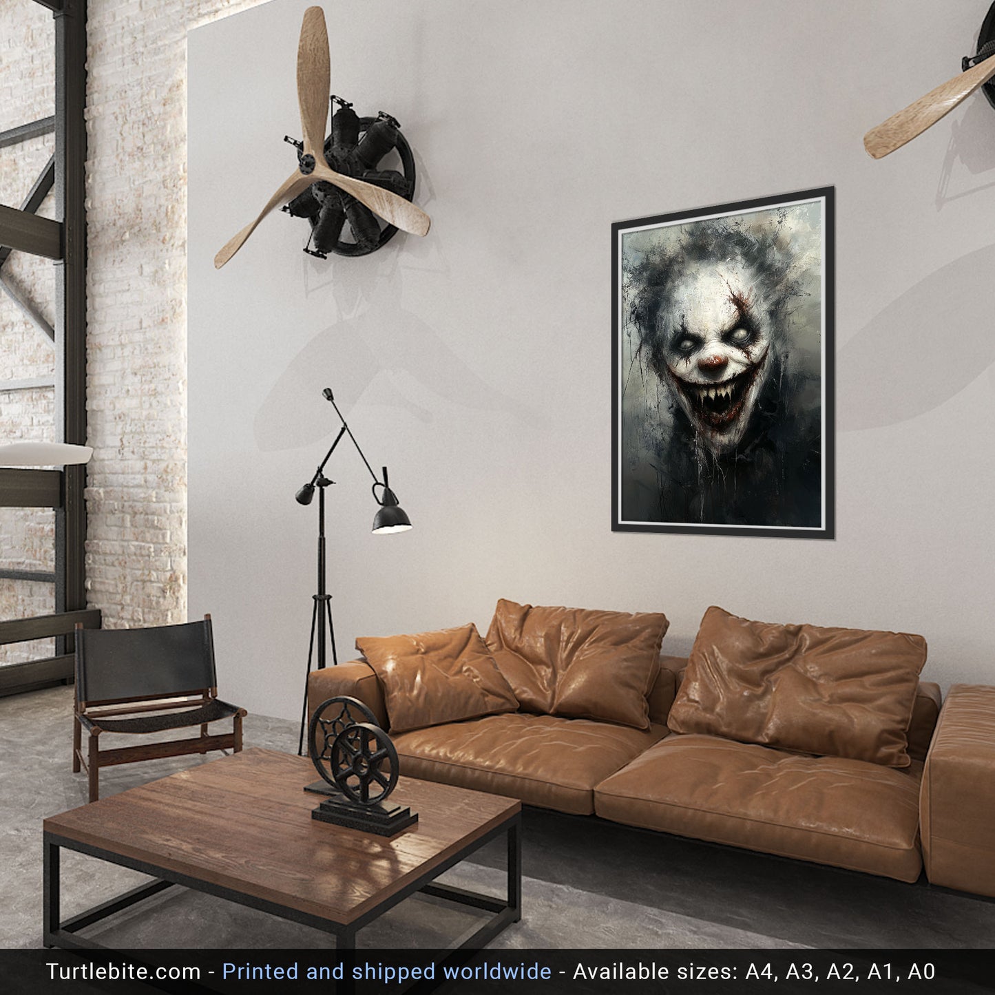 Creepy Clowncore Painting Poster, Horror Clown Wall Art, Moody Oil Painting Print