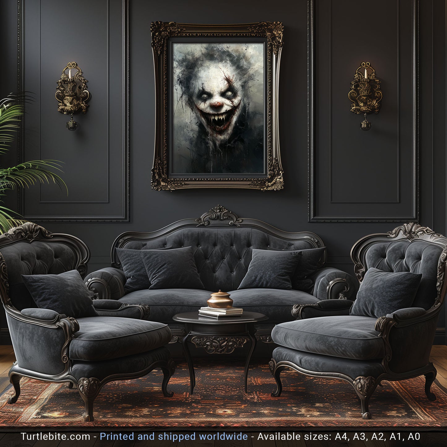 Creepy Clowncore Painting Poster, Horror Clown Wall Art, Moody Oil Painting Print