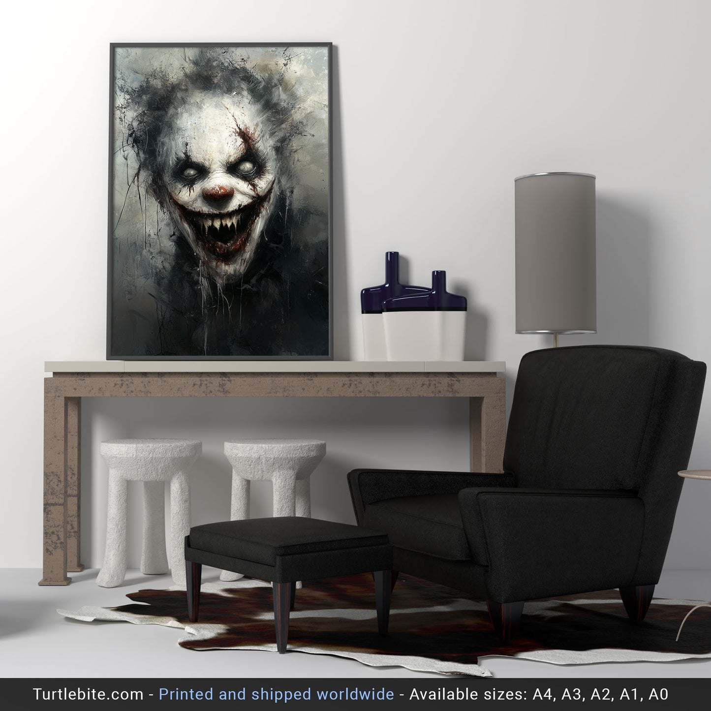 Creepy Clowncore Painting Poster, Horror Clown Wall Art, Moody Oil Painting Print